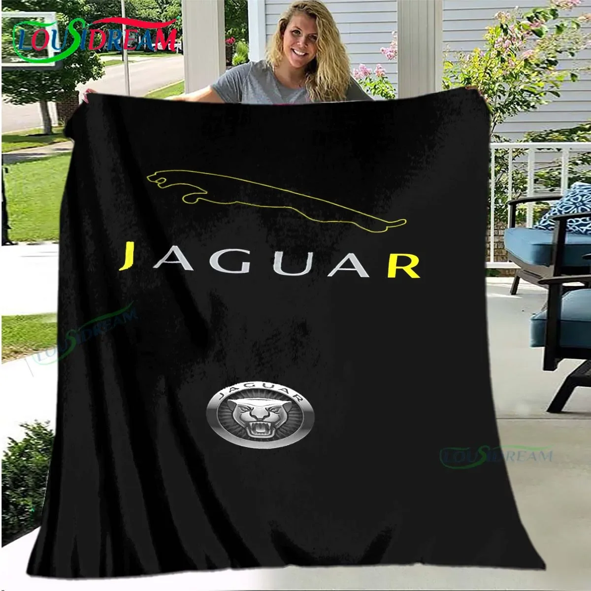 Exquisite J-Jaguar Printed  Four Seasons Blanket Sofa Cover Travel Bed Plush Blanket Travel Office Lunch Break Blanket