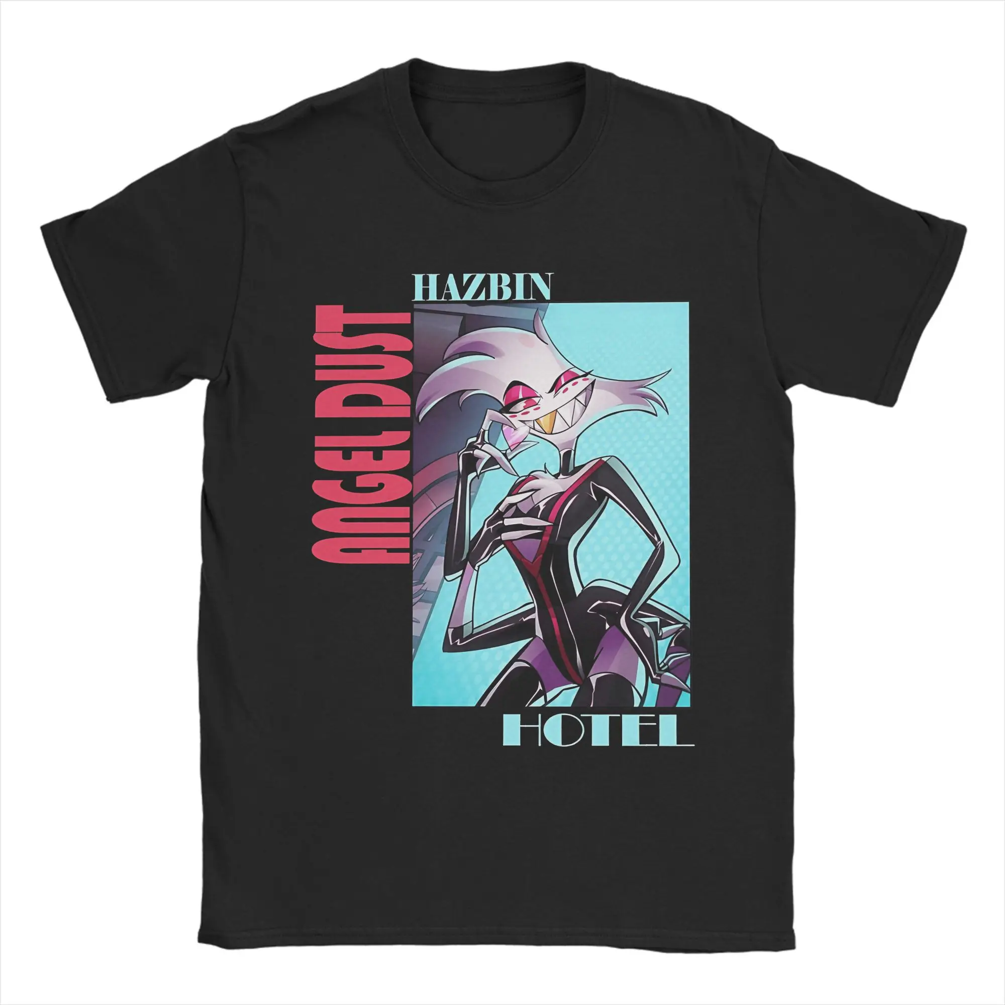 Hazbins Hoteling T-Shirts Men Angel Dust Hipster Pure Cotton Tees Crew Neck Short Sleeve T Shirt Plus Size Tops