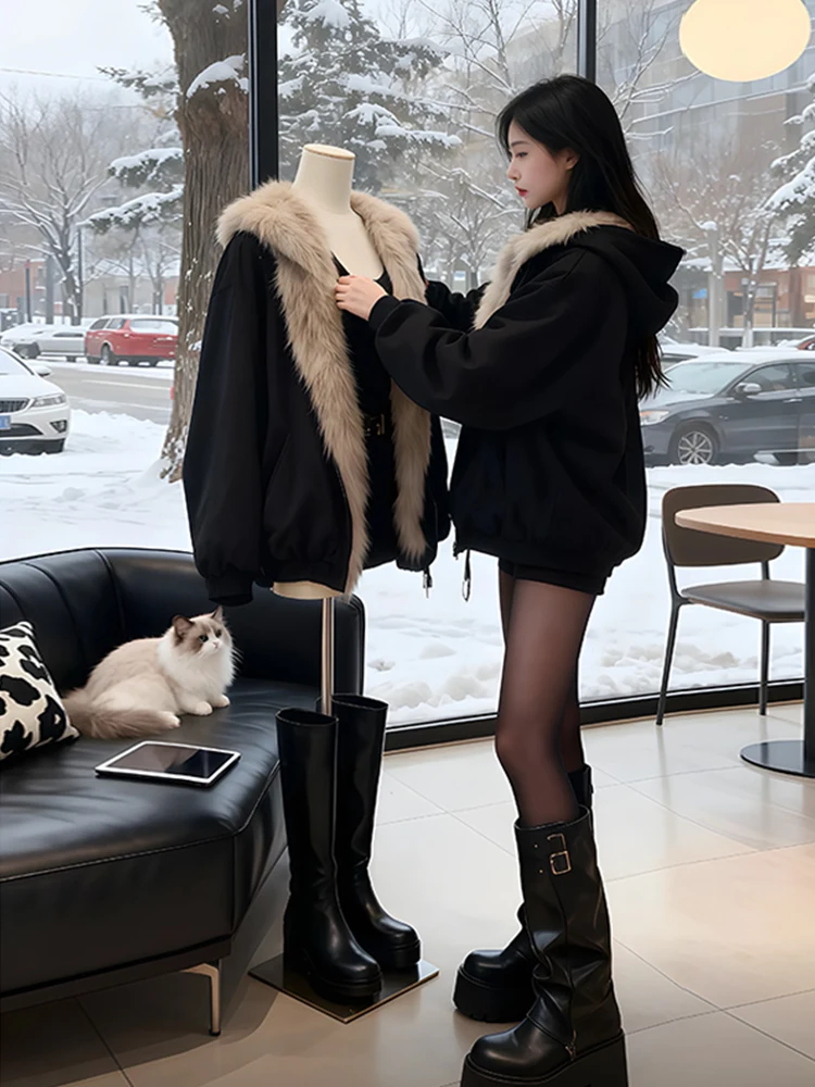 

Женская куртка Sli Bla с капюшоном и вставками, в корейском ретро-стиле, уникальная, повседневная, свободного кроя, с длинными рукавами, дышащая, прямого силуэта