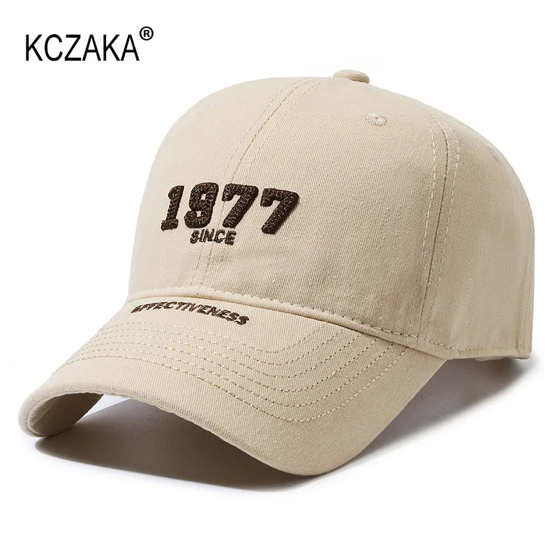 KCZAKA 브랜드 유니섹스 야구 모자, 캐주얼 코튼 1977 레터 바이저 캡, 소프트 탑 스트리트 태양 모자, 조절 가능