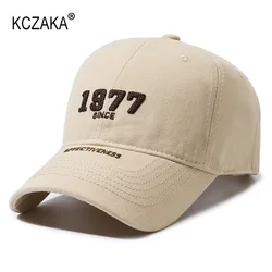 Kczaka-ユニセックスコットンベースボールキャップ、カジュアルストリートサンハット、調節可能、ソフトトップ、バイザー、1977レター、ブランド