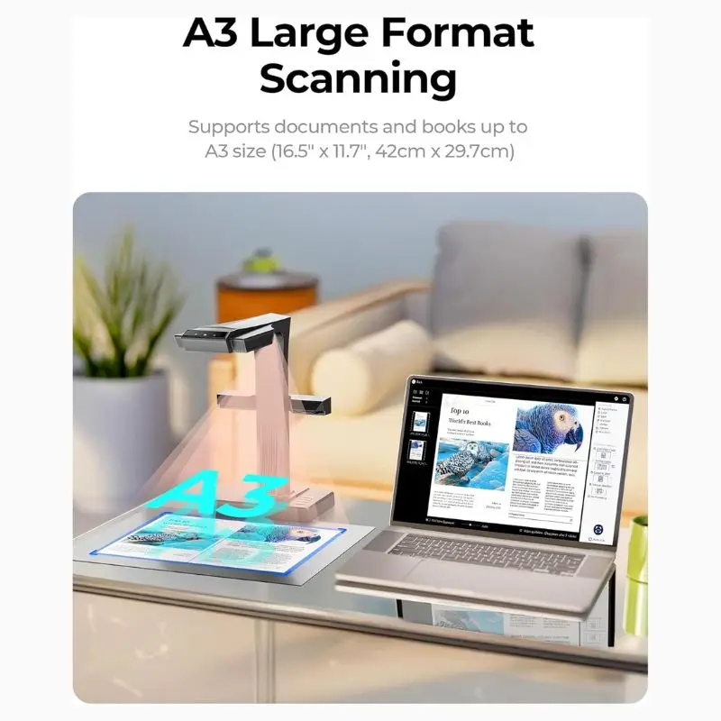 CZUR ET MAX الماسح الضوئي للكتب الاحترافي 38MP كاميرا المستندات منحنى الليزر المسطح USB عالية السرعة وثيقة الماسح الضوئي 180 + لغات OC