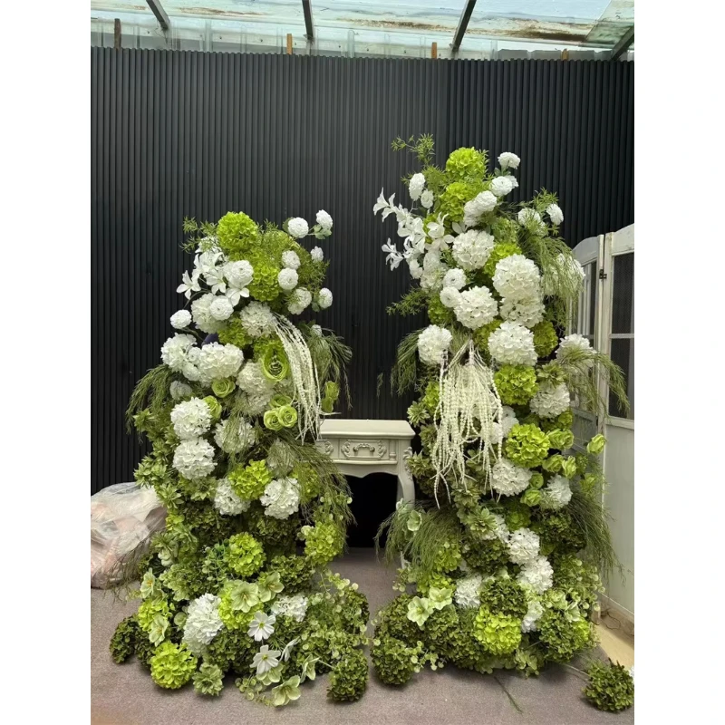 Artificial Green Arch Flowers Rustic Style Wedding Background Decor High Aisle Arrangement