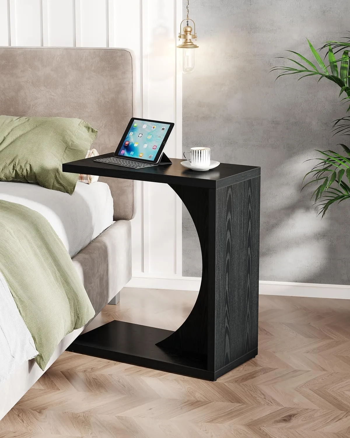 

C-Shaped End Table for Couch, C Table Small Sofa Side Table for Living Room