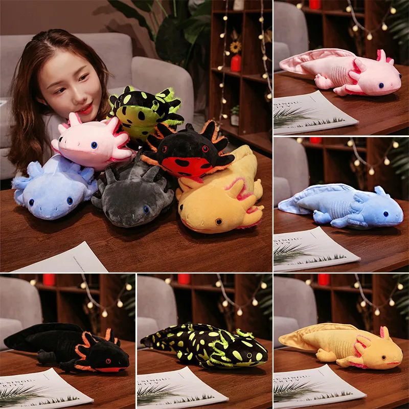 20-80 centimetri Kawaii Newt Peluche Ripiene Carino Axolotl Salamandra Subacquea Fuzzy Pesce Placare Lungo Cuscino Cuscino Regalo Del Partito Del Capretto