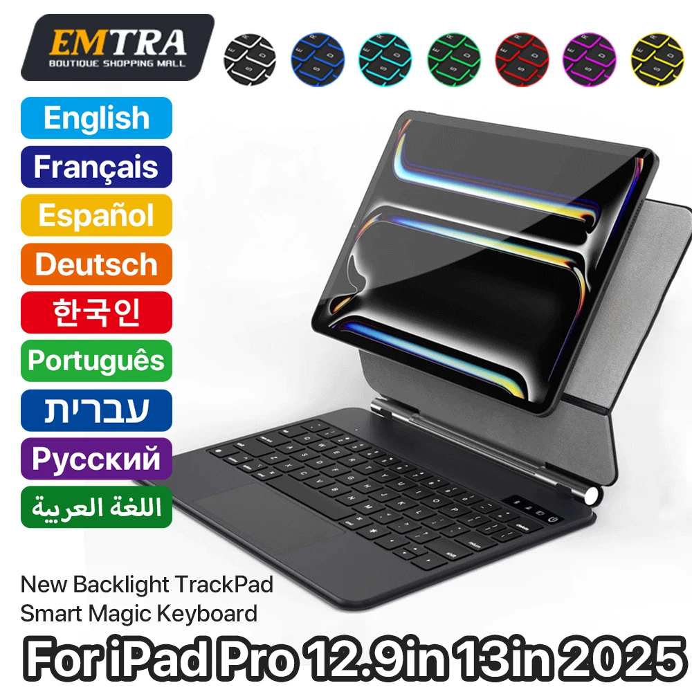 

Magic Keyboard Magnetic for IPad 13 Inch 2025 Air M3 M2 Bluetooth Keyboard Wireless for IPad Pro 12.9in 6 5 4th 3rd Case Stand