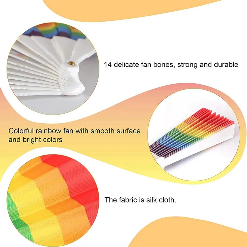 30X kipas pelangi kebanggaan lipat kipas genggam aksesori Gay Pride Aksesori pelangi dekorasi Pride bulan