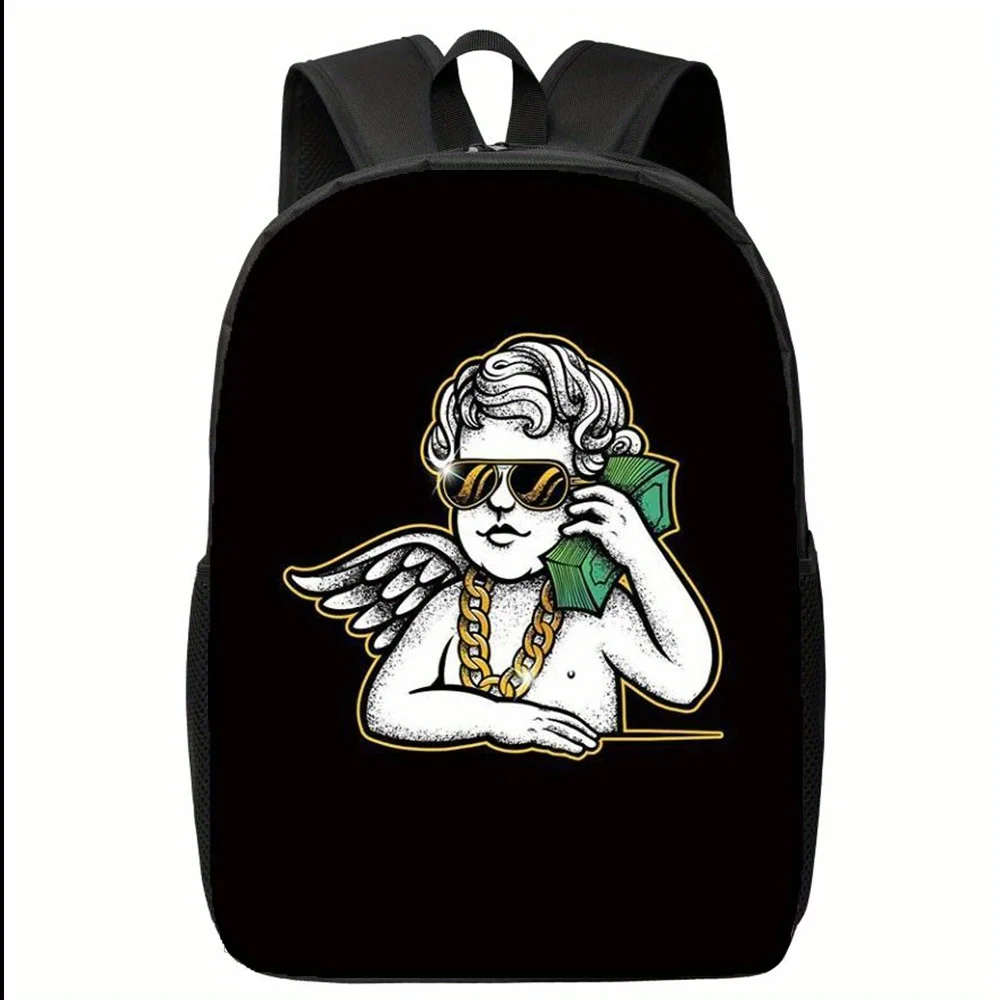 Money and Angel Hip Hop Theme Casual Large Capacity Simple Backpack, Fashionable and Adjustable Strape One Size