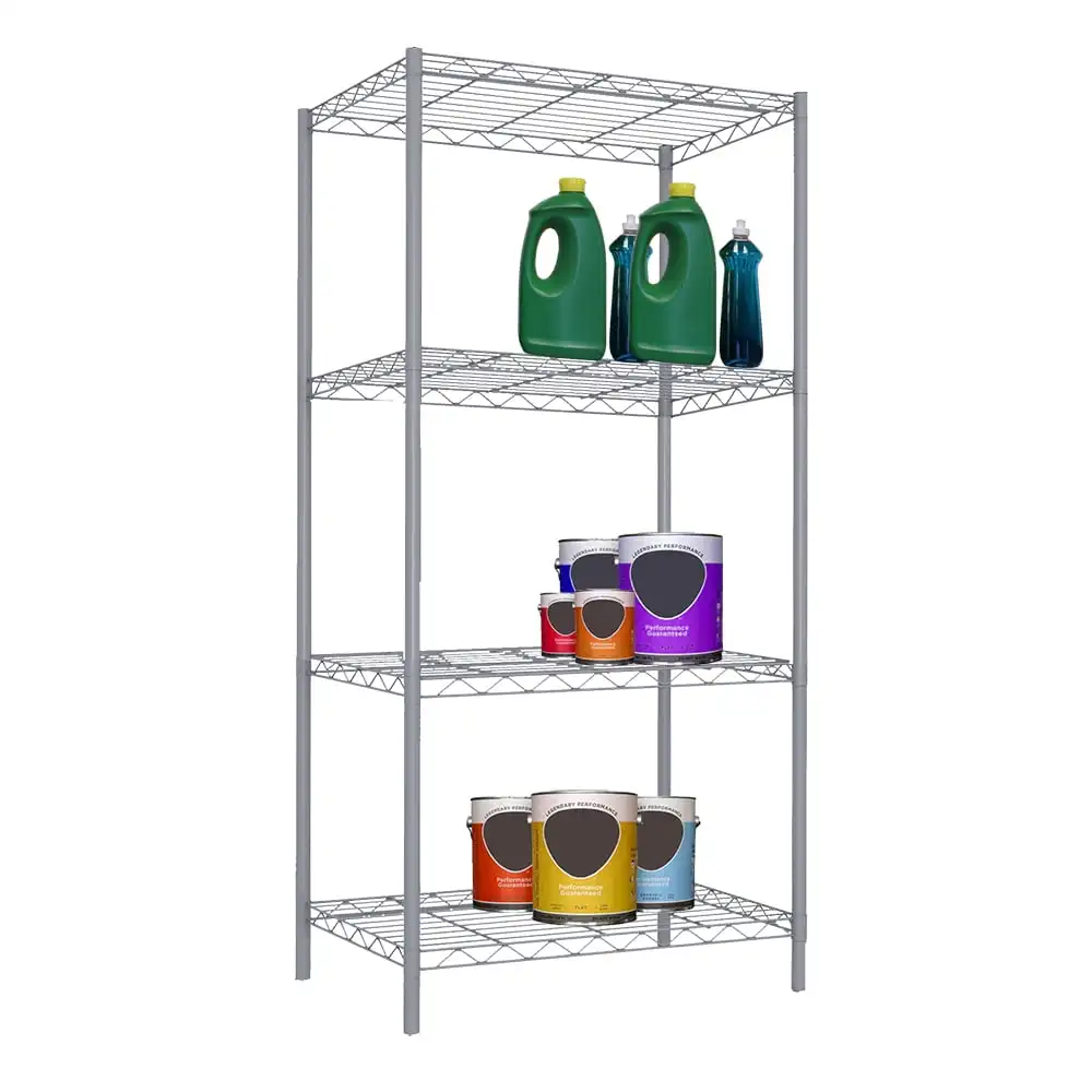 Steel Wire Shelf para Home Basics, cinza, 4 camadas