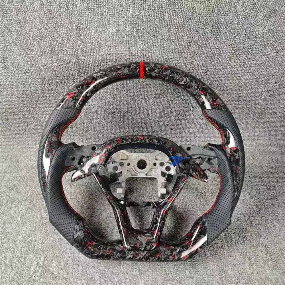 

Custom Forged Carbon Fiber Black Perforated Leather Red Stitch Steering Wheel For Honda Accord 2018 2019 2020 2021 2022 2023