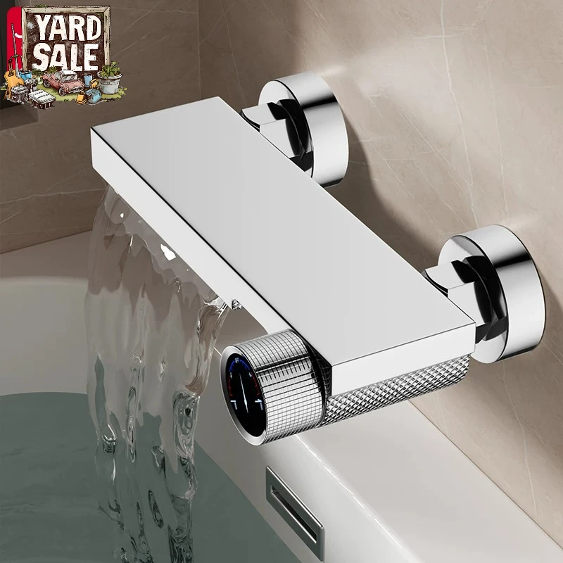 Wall-mounted waterfall bathroom shower mixer tap set with hot and cold water outlet, bathtub dedicated faucet and shower head