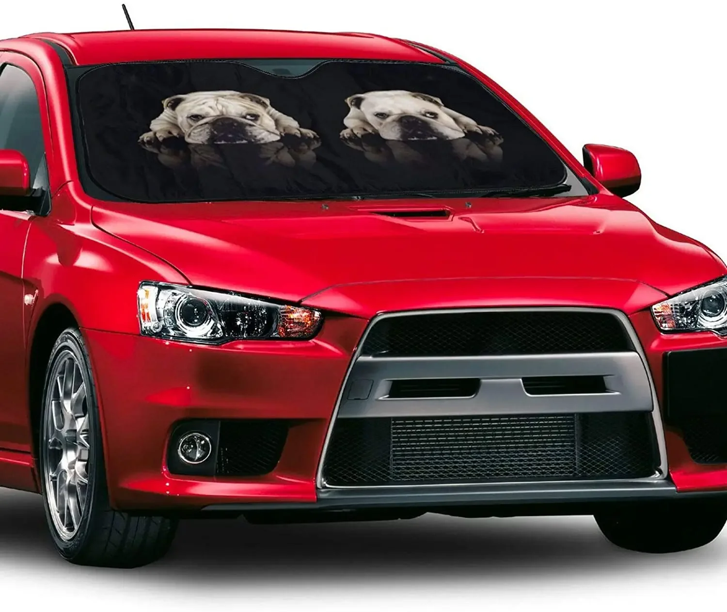 Bull Dog Funny Car Sun Shade for Windshield Black Blocks UV Rays Sun Visor Protector Sunshade to Keep Your Vehicle Cool