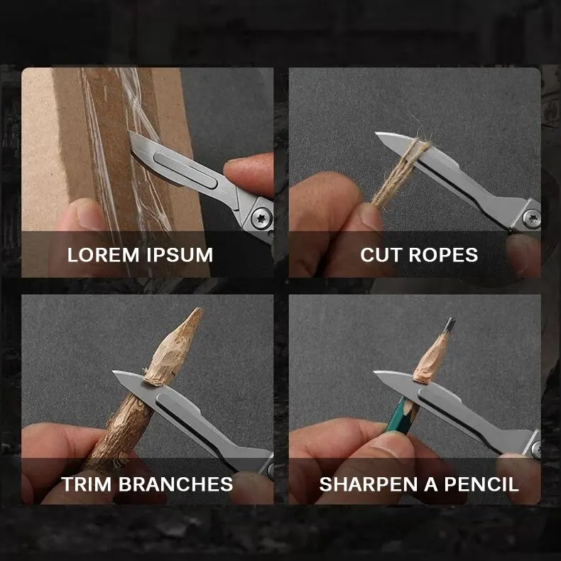 Machinery Stainless Steel Folding Scalpel Medical Folding Knife EDC Outdoor Unpacking Pocket Knife with 10pcs Replaceable Blades view 4