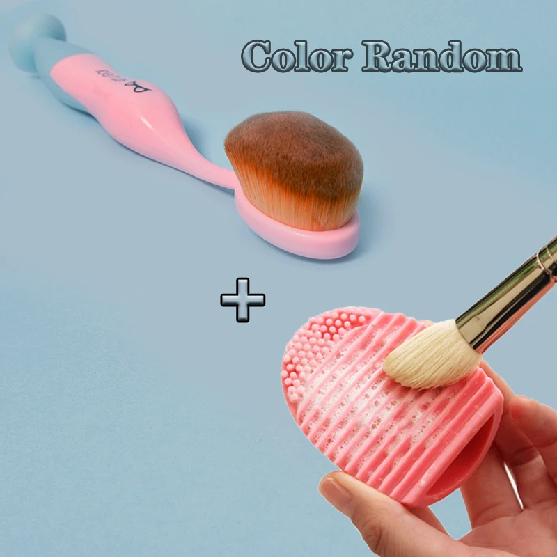 

Foundation Brush With Cleaner Brush Egg Toothbrush Makeup Brushes BB Cream Fast Application Liquid Cream Brush Make-up Tools