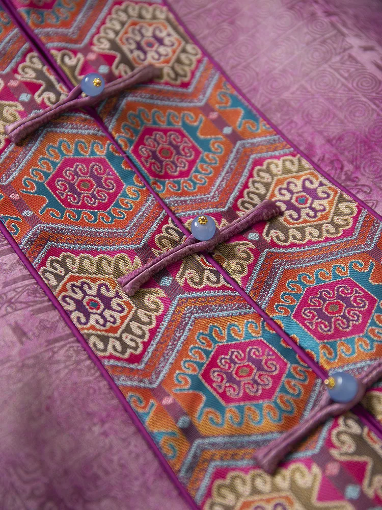 윈슬레터-100% 실크 우아한 코트, 리버시블 자카드 진주 단추, 여성 레트로 출퇴근 루즈 코트, 2025 겨울 신상 C5D209CC