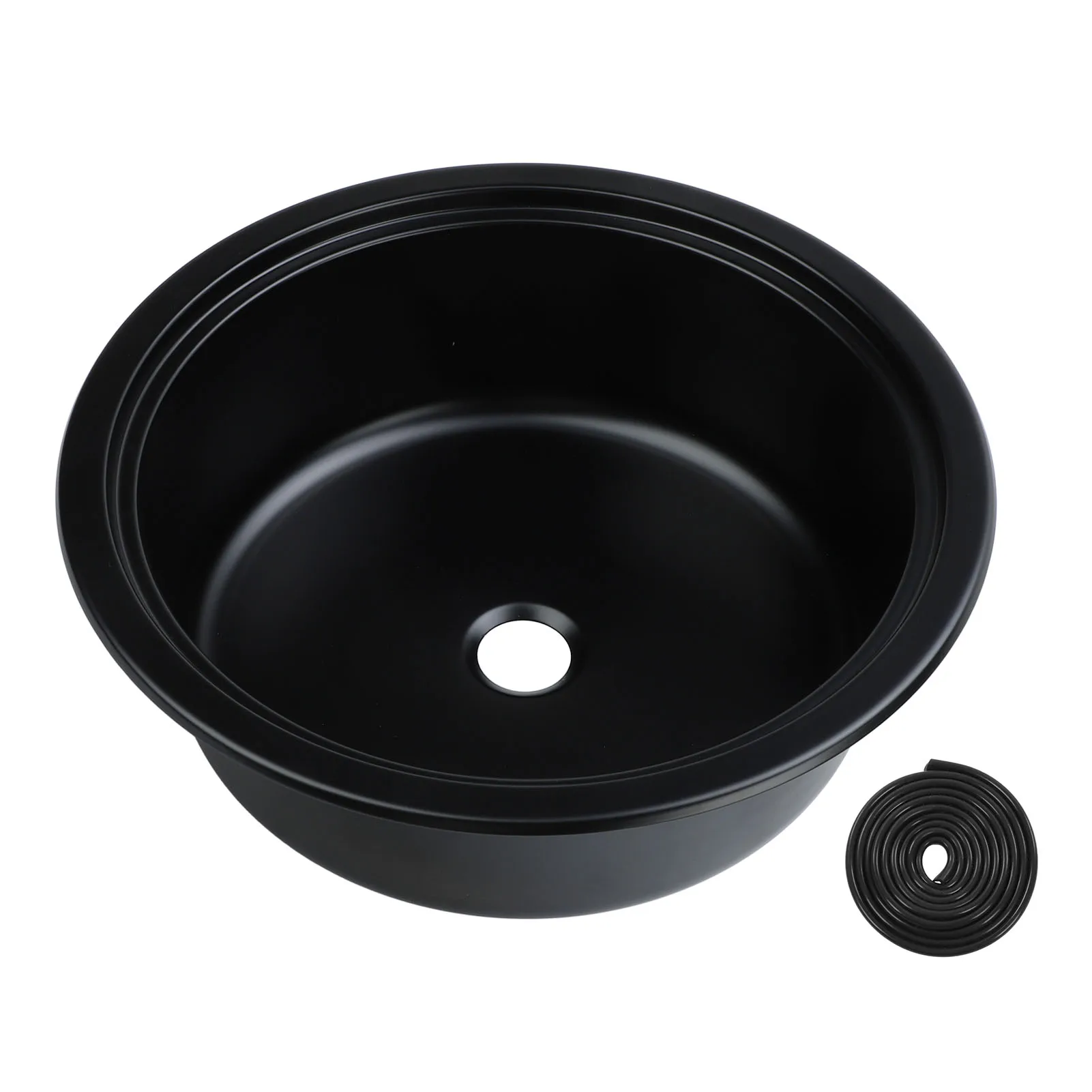 

11.81x4.72in 304 Stainless Steel Round Sink Rustproof Easy Clean Bathroom Wash Basin for RV Boat Bar Sink