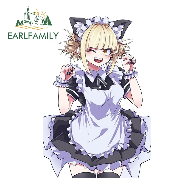 EARLFAMILY 13cm X 8.6cm Cute Cat Maid Himiko Car Stickers Waterproof Simple Creative Car Goods Waterproof Vinyl Funny Decor