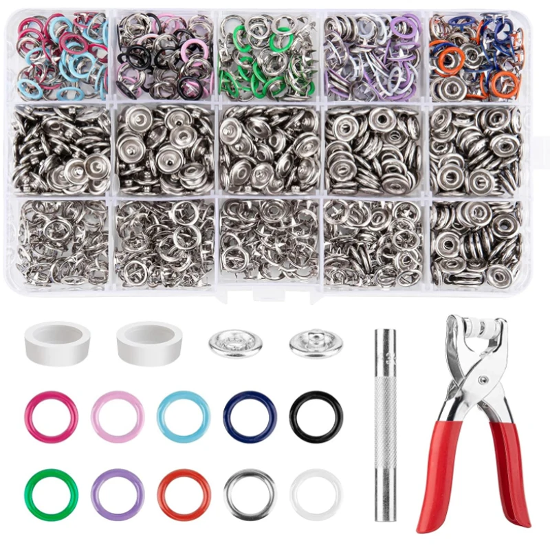 

Metal Prong Snap Buttons Clamps Press Rivets Sliders Buckle For Skin Care Studs Snap Fasteners With Plier 8 Types