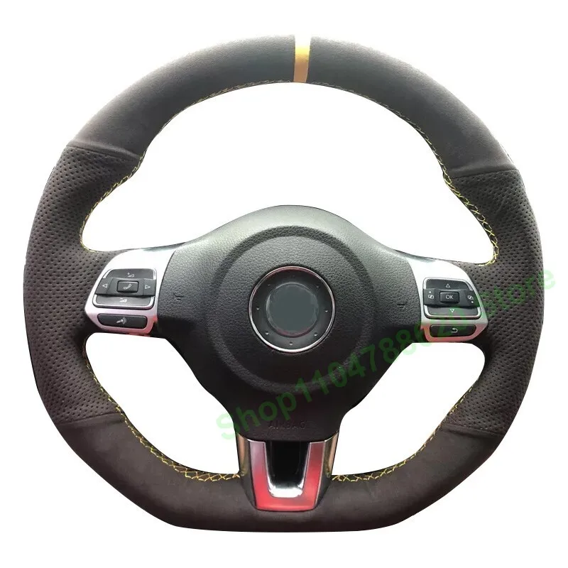 

Hand-sewn Anti-slip Suede Car Steering Wheel Cover Wrap For Volkswagen Scirocco