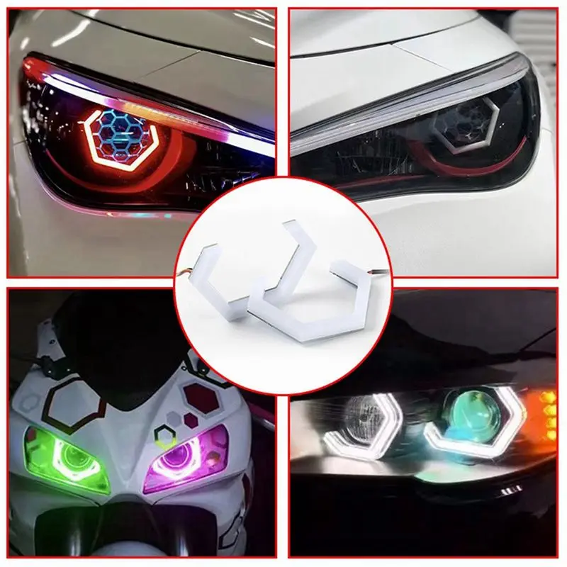 Reliable-2PCS RGB Angel Eyes Halo Rings Turn Signal Bluetooth APP Control Car UTV Motorcycle DRL Headlight Decorative Light