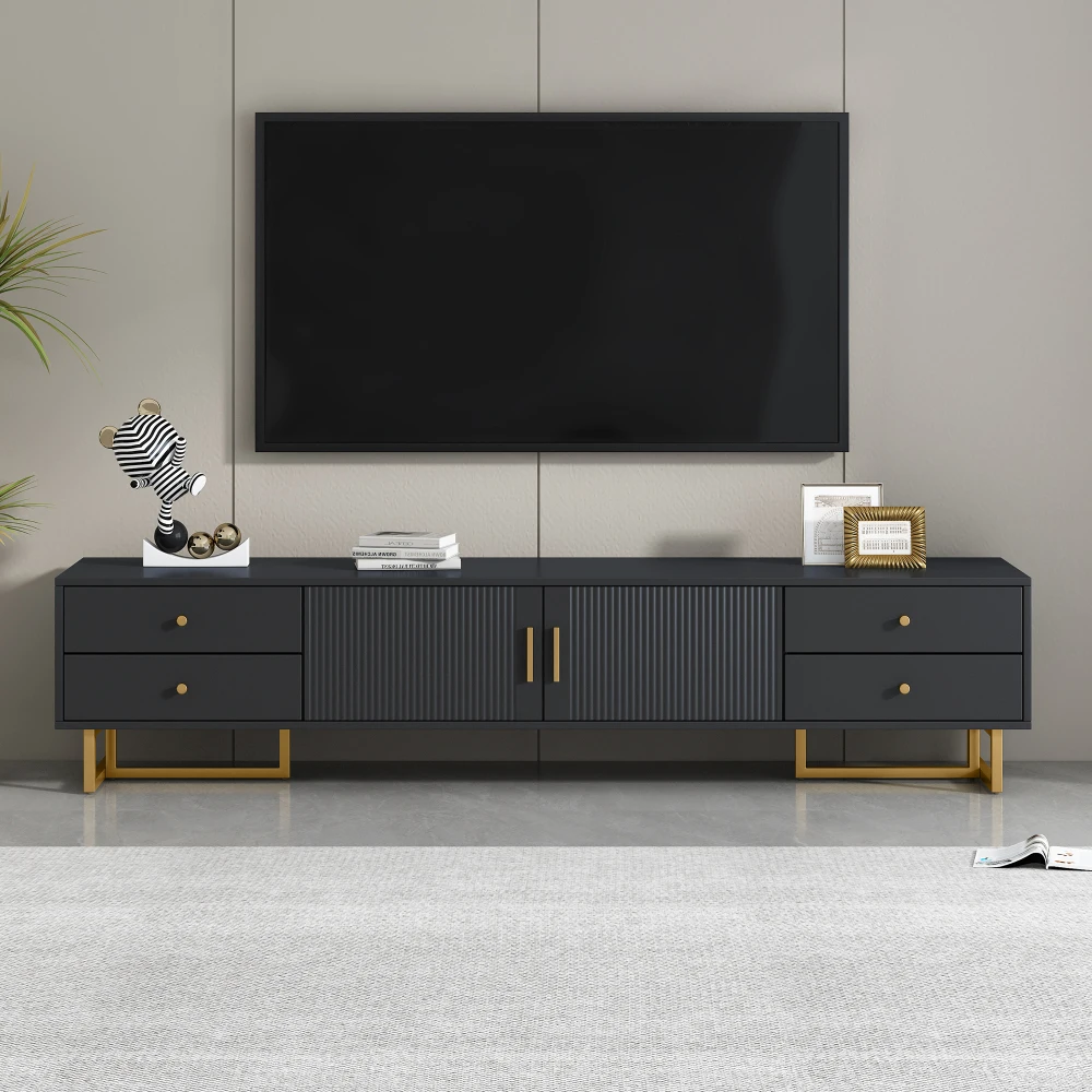 U-Can TV Stand for 65+ Inch TV, Entertainment Center TV Media Console Table, TV Console Cabinet Furniture for Living Room