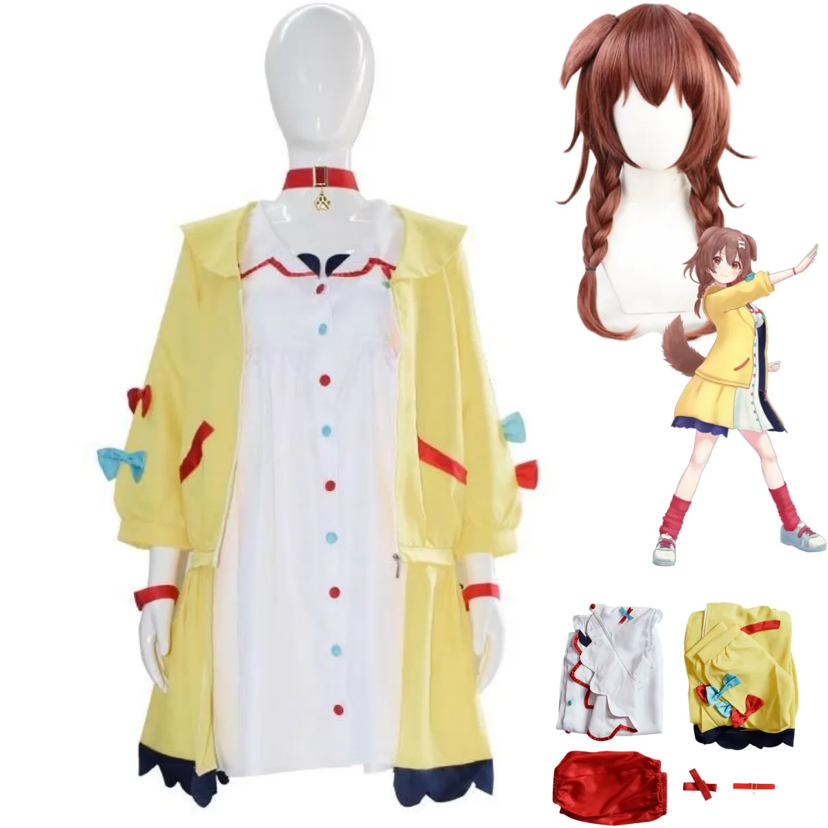 

Аниме виртуальный YouTuber Inugami Korone косплей костюм VTuber Hololive геймерское желтое пальто платье парик женский милый повседневный костюм для отдыха