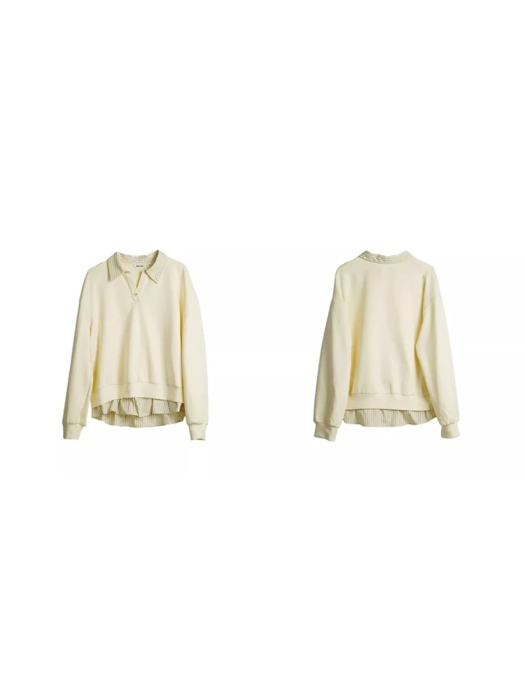OLrain Pullover Sweatshirts Women's Mock Two-piece Pullovers Long Sleeve Pullover Knitted Woman 2025 Autumn Tops O57QR000693