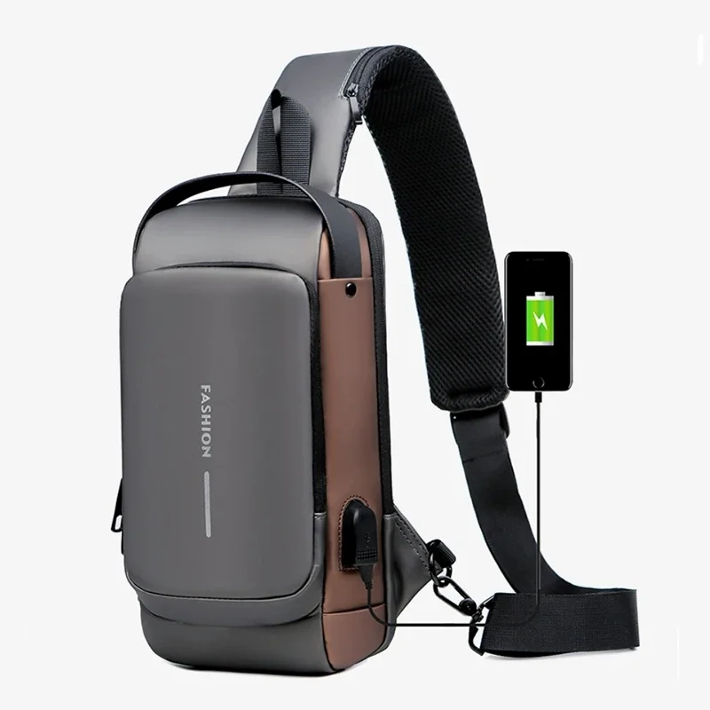 

Top Men Multifunction Fashion Travel Sport Sling Bag Male USB Charging Anti-theft Password Riding Motorcycle Chest Packs Package