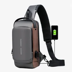 Top Men Multifunction Fashion Travel Sport Sling Bag Male USB Charging Anti-theft Password Riding Motorcycle Chest Packs Package