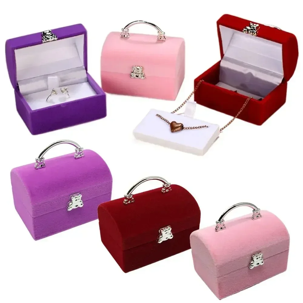 

Small Jewelry Box Velvet Wedding Ring Box Pendant Necklace Display Box Cute Bear Gift Box Container Case for Jewelry Packaging