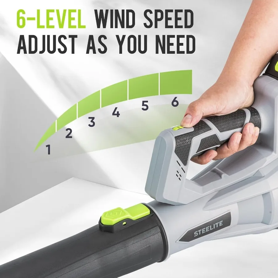 منفاخ أوراق شجر لاسلكي 21 فولت مع تدفق هواء عالي الأداء بقدرة 150 ميلا في الساعة و600 درجة مئوية في الدقيقة، مثالي للعناية بالحديقة وأوراق تنظيف الفناء والغبار R