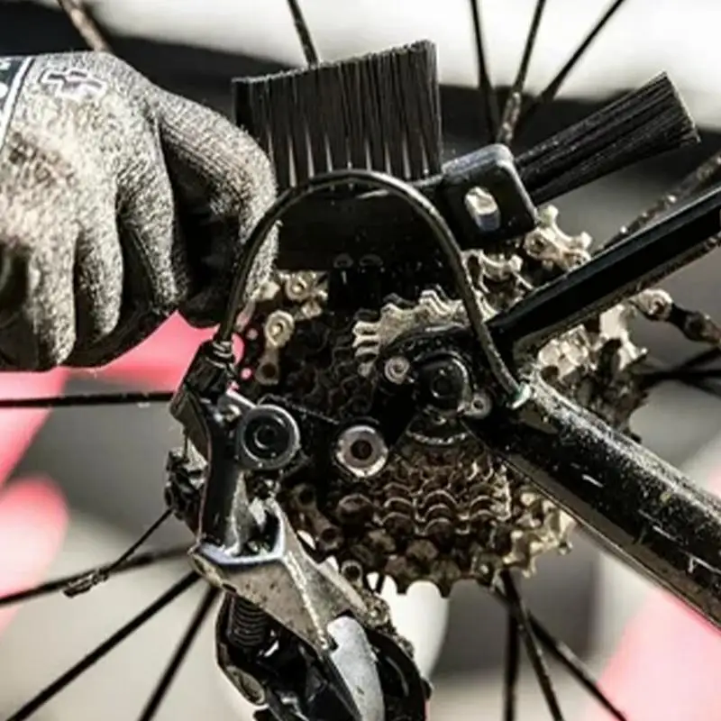 Cepillo de limpieza de cadena de bicicleta, limpiador de platos y bielas, mantenimiento de engranajes de bicicleta