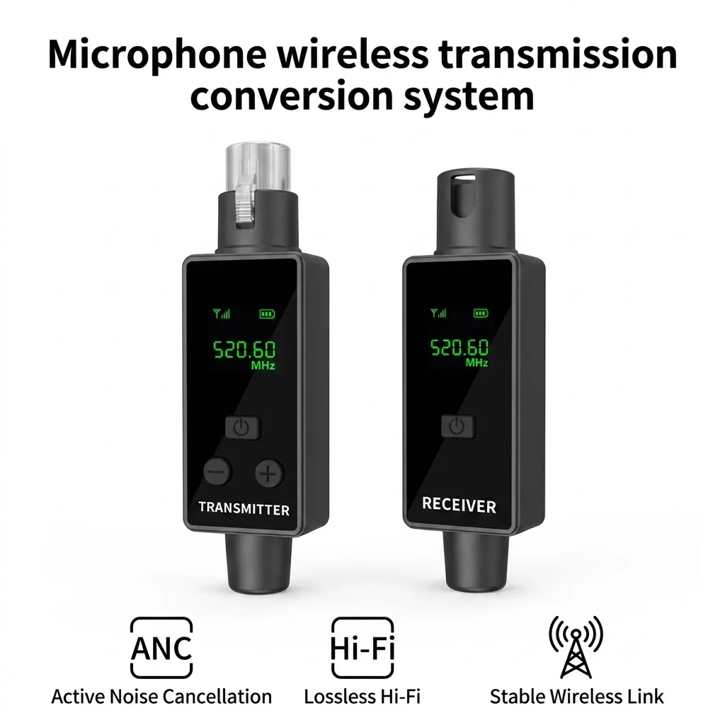 2.4G Wireless Microphone System One-Drag-Two with 2 Transmitters & Receiver for Dynamic Mic Mixer Instrument Stage Performance