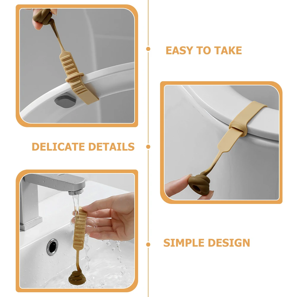 

2Pcs Toilet Seat Lifter Poop Shape Silicone Handle for Adults Easy Install Bathroom Supplies Reusable Toilet Lid Lifter Home