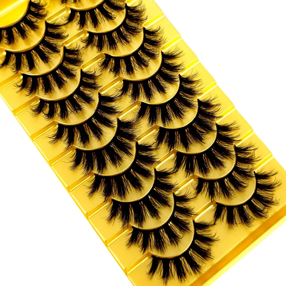 Neue 10 Paar 3D Faux Nerz Falsche Wimpern Natürliche Lange Flauschige Wimpern Wispy Make-Up Schönheit Verlängerung Kurze Gefälschte Wimpern – Detail 4