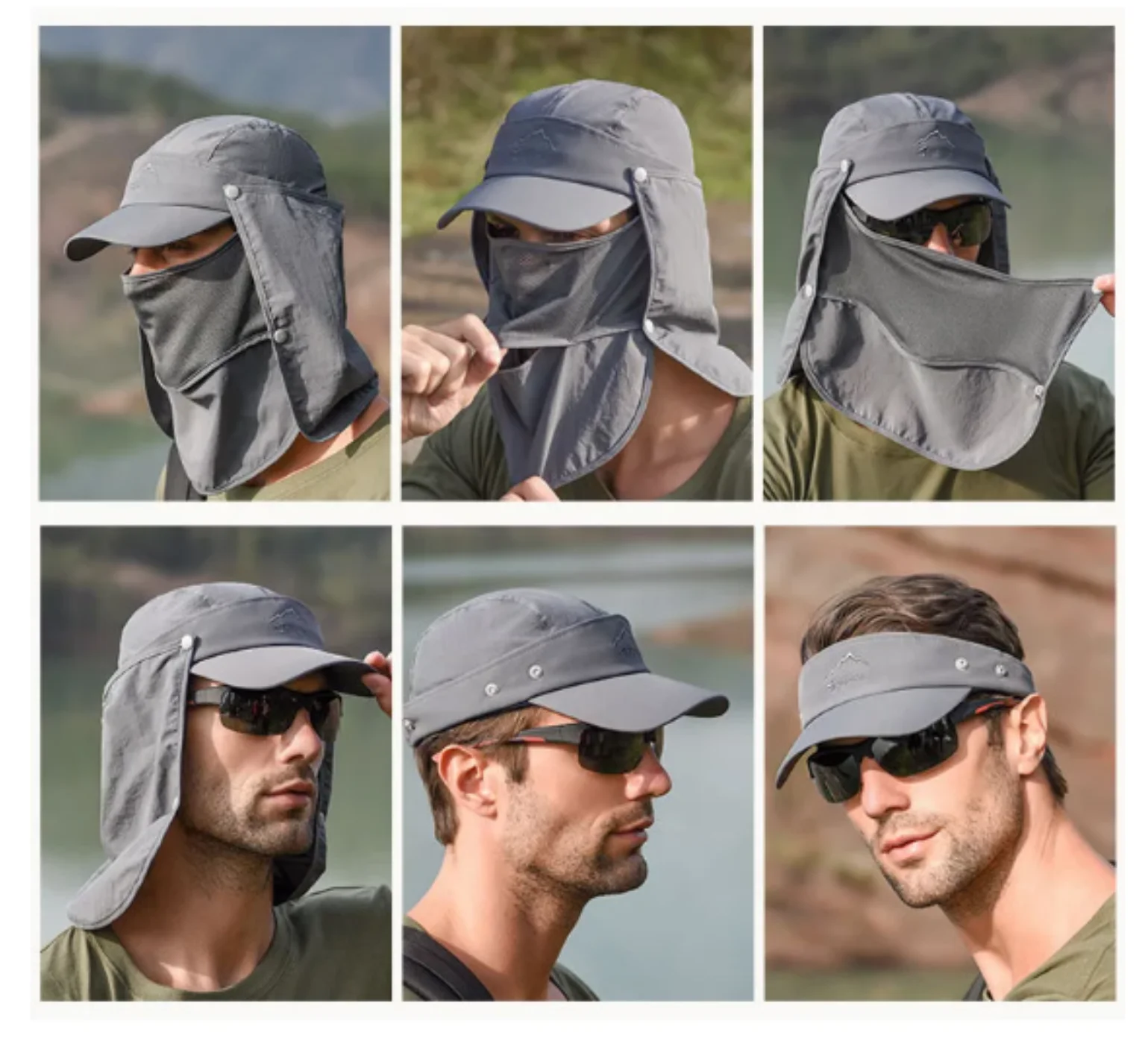 

Multifunction Foldable Quick Drying Waterproof Hat UV Protectio Outdoors Baseball for Men Camping Face Neck Protection Sun Cap