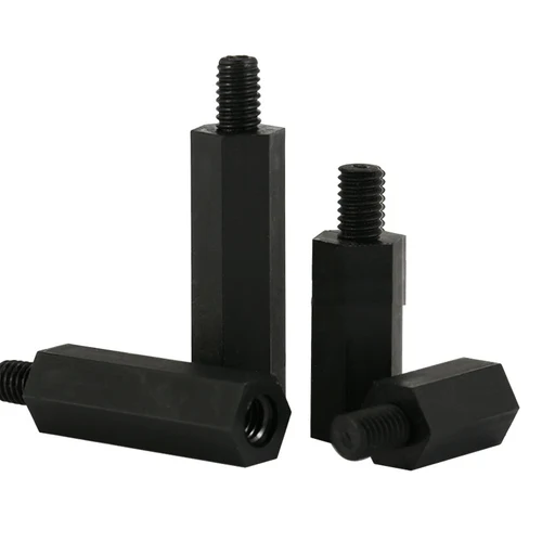 Imagen 2 del producto 20/50 Uds macho a hembra blanco/negro PCB Nylon espaciador M2 M2.5 M3 M4 * L 6 tornillos espaciadores de plástico de columna longitud: 5-50mm