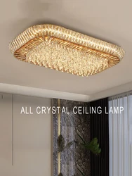 Grand plafonnier LED doré en cristal pour chambre à coucher et salon, lampes de luxe, éclairage moderne, décor à la maison, 2024