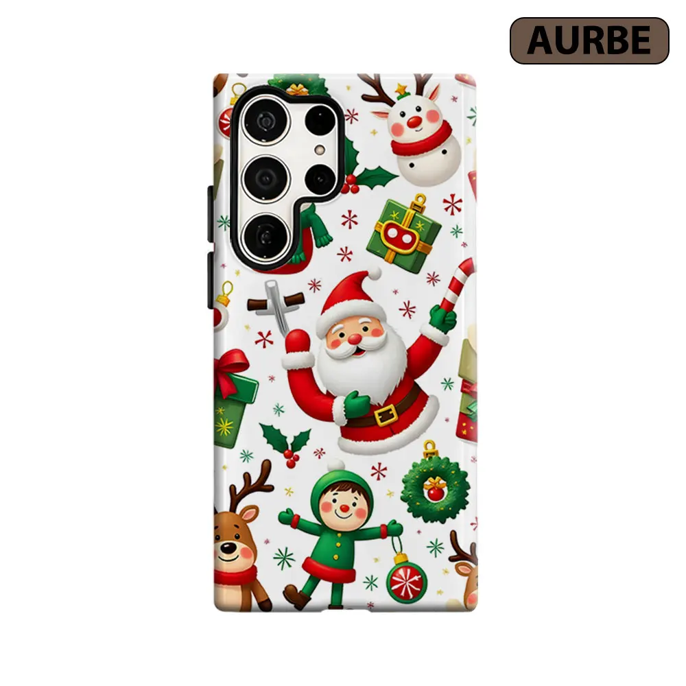 Xmas Cartoon Elements Phone Case For Samsung Galaxy S26 S25 S24 S23 Ultra Plus HD Hard Double Layer Film Cover