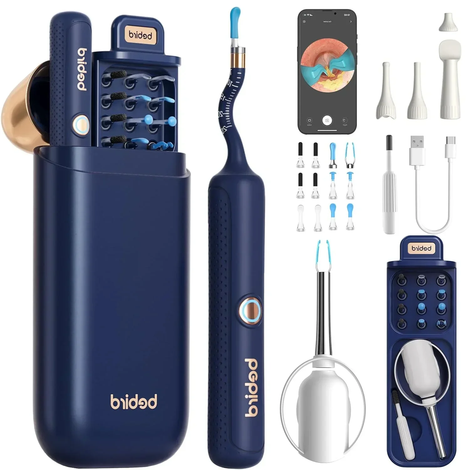 

Bebird I35R Очиститель ушей EarSight Plus Visual Earpick Гибкий HD-клипсовый пинцет Универсальный стержень для ушей Наборы для удаления ушной серы