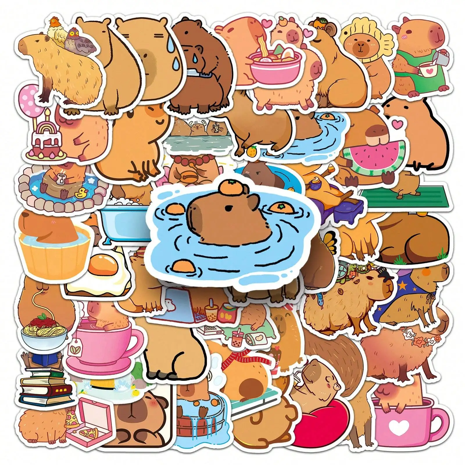 

50pcs Cute Capybara Cartoon Stickers For Laptop Refrigerator Suitcase Car Skateboard Album Motorcycle Water Bottle Scrapbook DIY Boxes Packing Label Party Box Stickers,Bottle Stickers,Capybara Sticker,Stickers,Capybara,Boba Stickers