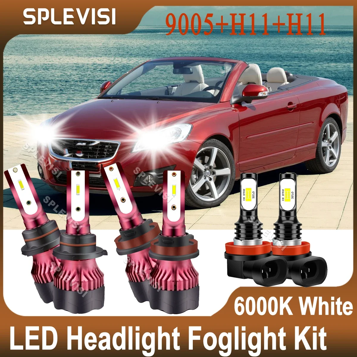 360-degreed Luminescence Bright White Combo For Volvo C70 2006-2013 S40/V50 2005-2011 C30 2007-2013 LED High Low Beam Foglight