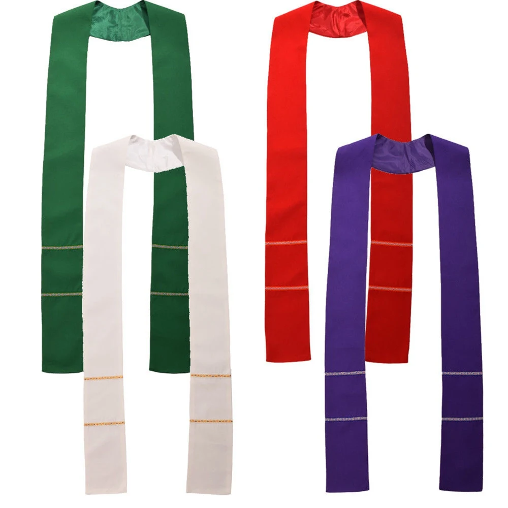 

Priest Stole Church Solid Scarf Christian Pope Minister Pastor Clergy Costumes