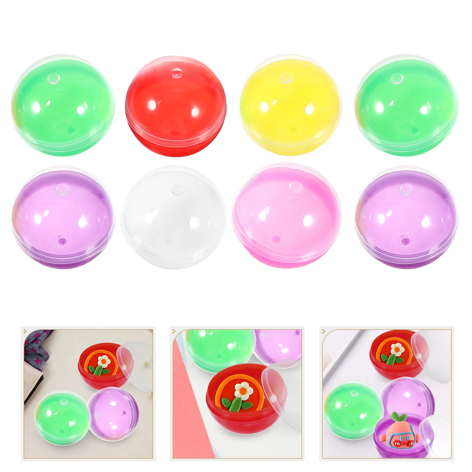 

50 Pcs Egg Machine Capsule Shell Gumballs Plastic Wrapping Fillable Easter Eggs Decorate Capsules Storage Round Child