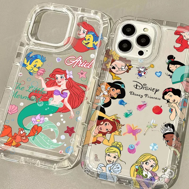 Disney Princess Jasmine Ariel Case for iPhone 15 14 13 12 11 Pro Max XR XS X 8 7 6 6S Plus SE 2020 Shockproof Clear Back Cover