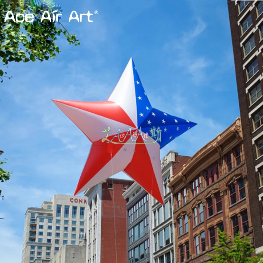 US Flag Model Inflatable Star, Inflatable America Flag Star With Blower For Party/Promotion/Assembly Decoration Made In China