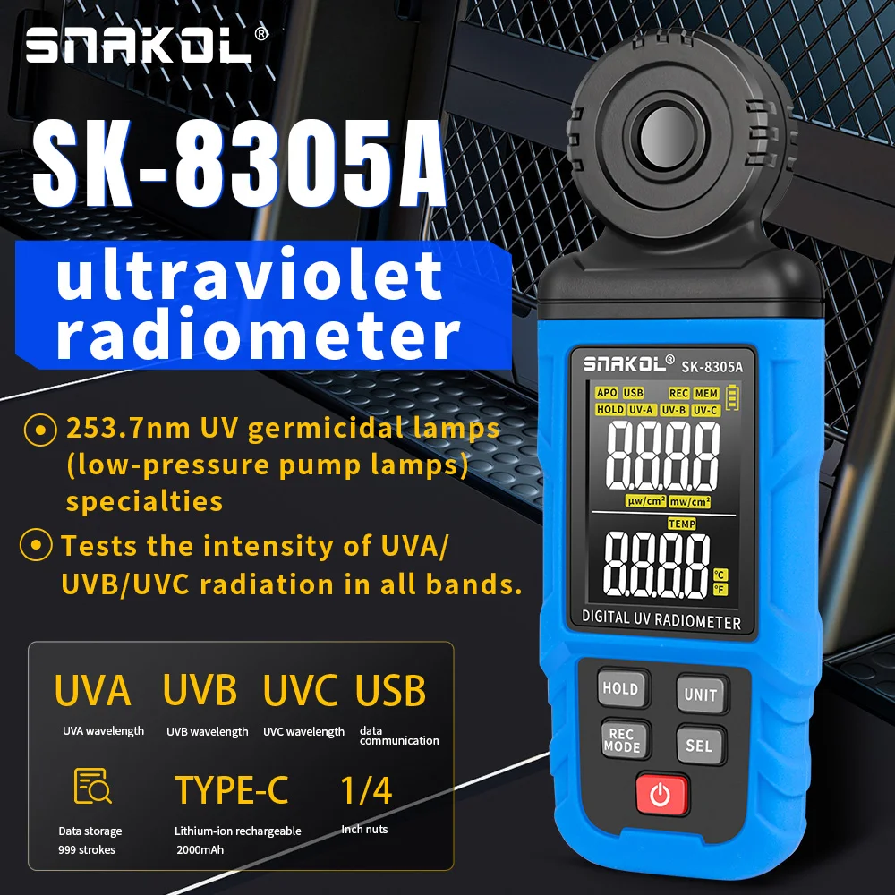 SNAKOL Digital illuminance Meter UV Illuminometer Professional UV Tester Ultraviolet Radiometer UVA/UVB Measurement Photometer