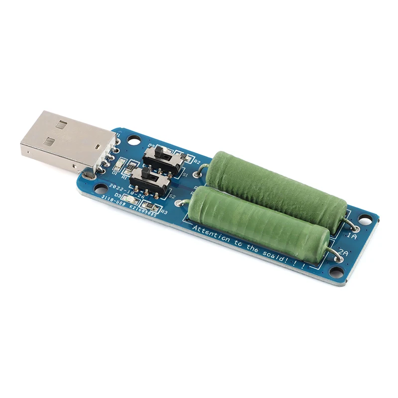 USB Resistor Electronic Load w/Switch Adjustable 3 Current 5V Resistance Tester 3A/2A/1A with LED