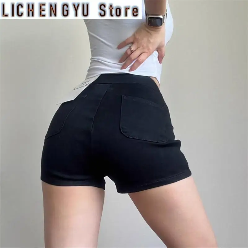 Women's Black Elasticity A-line Ultra Short Hot Pants Summer Cool Girl Skinny Briefs Fashion Casual Female Sexy Slim Thin Shorts