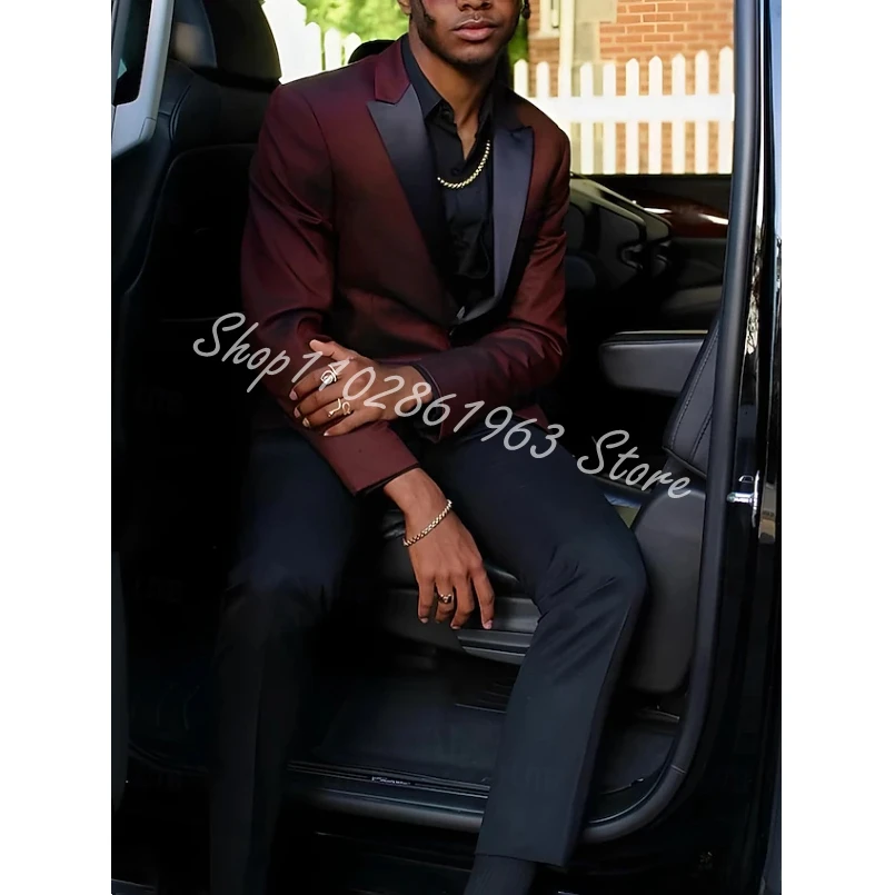 Men Suits for Wedding 2 Pieces Blazer Pants Peak Lapel Slim Fit Suit Elegant Tuxedos for Wedding Business Costume Homme